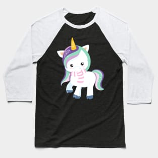 Winter Unicorn, Cute Unicorn, Magic Unicorn, Scarf Baseball T-Shirt